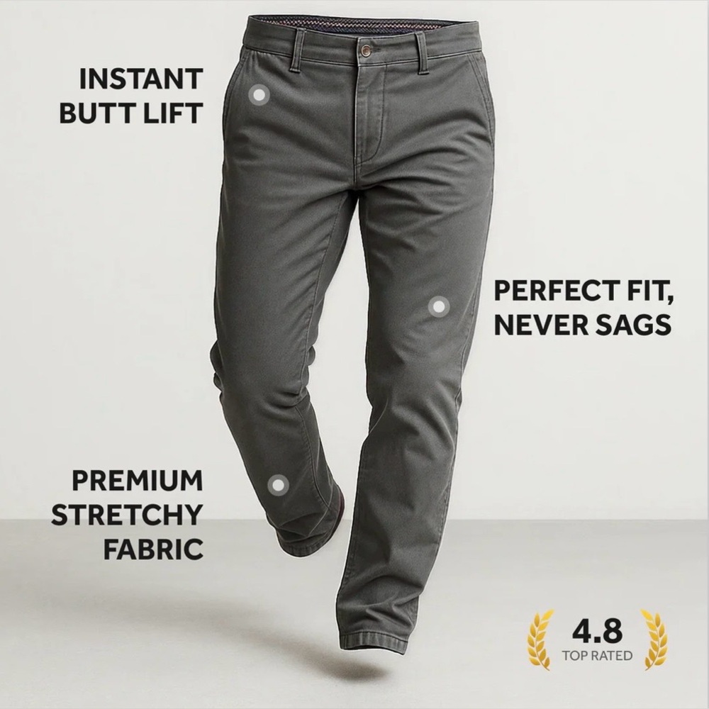 NWT | Perk | Feel Good‎ Slim Fit Chinos | Faded Black | 36x34